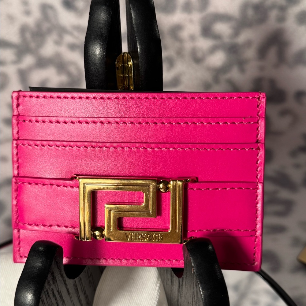 Versace Fuchsia Card Holder with Gold Accent